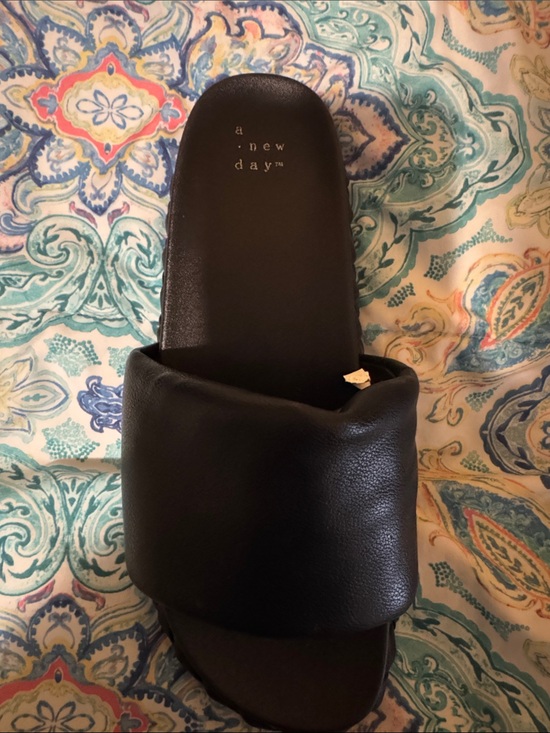 a new day Shoes - a new day Black Padded Slide Sandal with Wide Strap